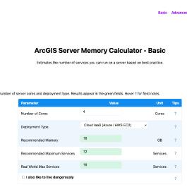 ArcGIS Server Memory Calculator (Basic)